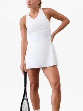 Athleta XL Match Point Pleated Dress Bright White, NWT